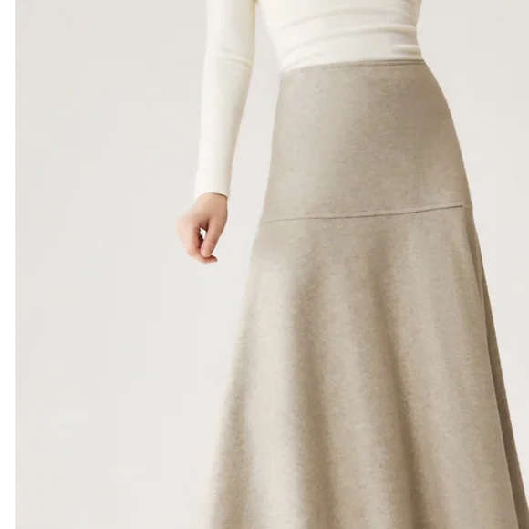 OGL  2 Pcs. Neutral Flare Knit Maxi Skirt and Top Set Beige NWT - Picture 5 of 5